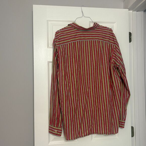 Vintage Polo Ralph Lauren Shirt Men's XXL Red Multi Striped Cotton Button Up - Picture 3 of 4